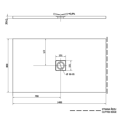 Sapho POLYSAN FLEXIA 140x80 cm öntöttmárvány zuhanytálca, fehér 72900