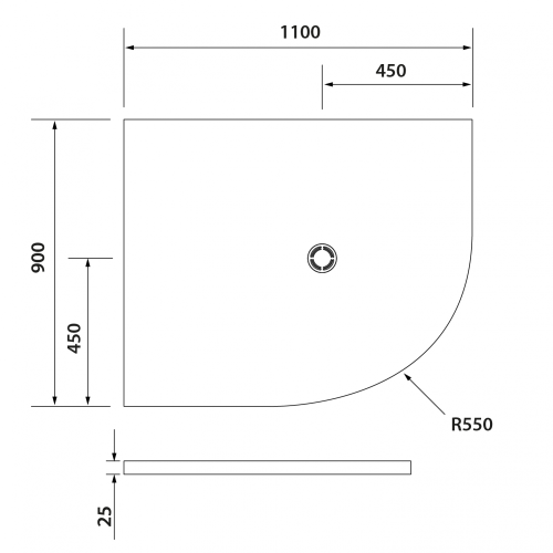 Sapho POLYSAN FLEXIA 110x90 cm öntöttmárvány íves zuhanytálca, balos, fehér 91341