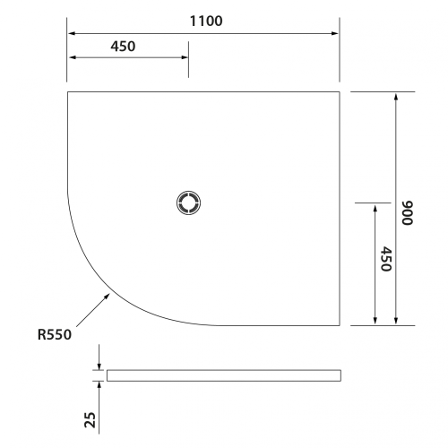 Sapho POLYSAN FLEXIA 110x90 cm öntöttmárvány íves zuhanytálca, jobbos, fehér 91361