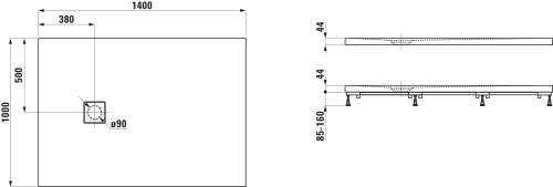 Laufen SOLUTIONS 140x100 cm Marbond zuhanytálca, fehér H2134450000001