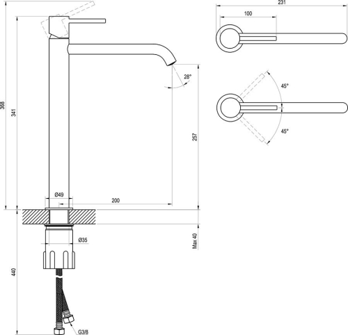 Ravak Espirit ES 015.00CR Álló mosdócsaptelep 340 mm, leeresztő nélkül - Chrome X070194