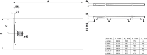 Laufen Pro 170x80 cm zuhanytálca, fehér H2149530000001