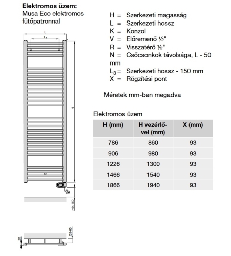 Zehnder Aura elektromos üzemelésű radiátor fehér PBEZ-090-50/MQ