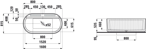 Laufen SONAR 160x81,5 cm szabadon álló fürdőkád H2213420000001