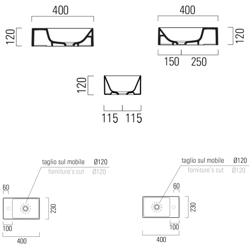 Sapho GSI KUBE X 40x23cm ExtraGlaze kerámiamosdó, fehér 9484011