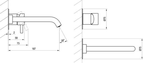 Ravak Espirit ES 019.10WV.O1.RB07B Falba süllyesztett mosdócsaptelep belső egység nélkül - White Velvet X070241