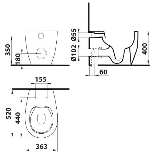 Sapho SENTIMENTI Rimless álló WC alsó vagy hátsó kifolyással, fehér 10SM10004SV