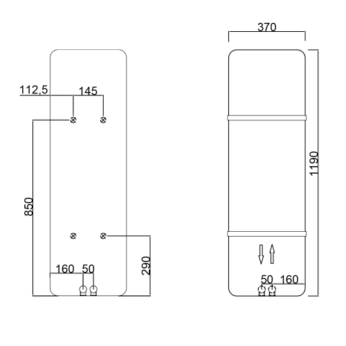 Sapho TABELLA 370x1190mm fürdőszobai radiátor, matt fekete MI1139