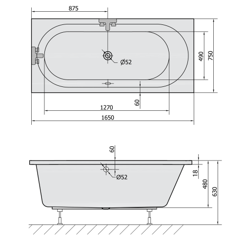 Sapho POLYSAN ASTRA B SLIM 165x75 kád, fehér 32611S