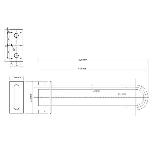 Sapho BEMETA HELP 813mm kapaszkodó, U-típus, fekete (301707460) XH540B