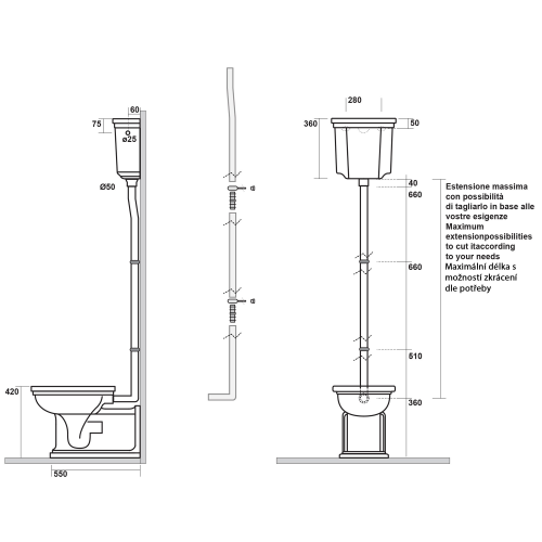 Sapho KERASAN WALDORF összekötő cső, króm 757390