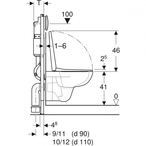 Geberit Duofix fali WC szerelőelem készlet, 112 cm, Delta öblítőtartállyal: Delta01 működtetőlap, Selnova fali WC ülőkével 118.400.11.2