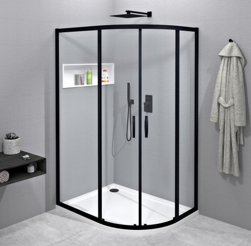 Sapho GELCO SIGMA SIMPLY 120x90 íves zuhanykabin transzparent üveggel, matt fekete GS1290B