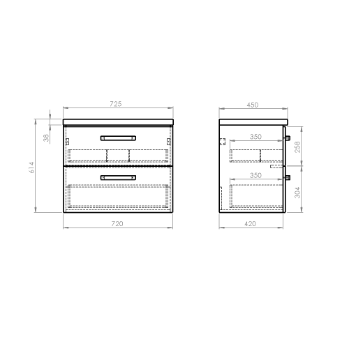 Sapho AQUALINE VEGA 72,5cm bútorszett, fehér/platina tölgy VG073-01