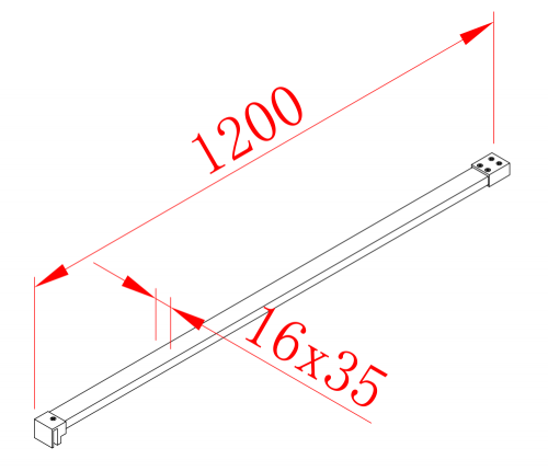 Sapho POLYSAN MODULAR 1200 merőleges merevítő, matt fekete MSBR1B