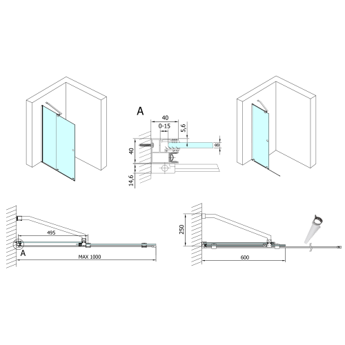 Sapho POLYSAN MODULAR SHOWER 1000 tolóajtó fix résszel, króm MS5-100