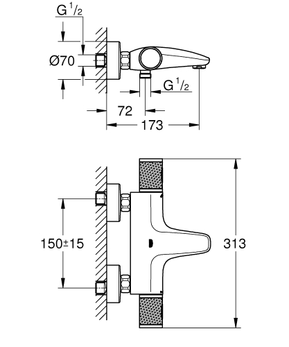 Grohe Precision Feel termosztátos kádcsaptelep 34788000