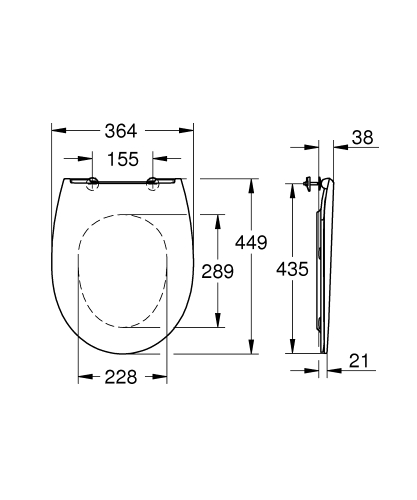 Grohe Bau Ceramic WC-ülőke, lecsapódásgátlóval, slim 39898000