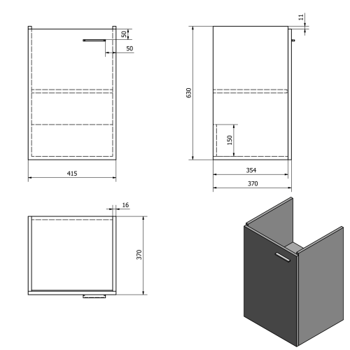 Sapho AQUALINE ZOJA 41,5x63x37,6cm mosdótartó szekrény, fehér 56372