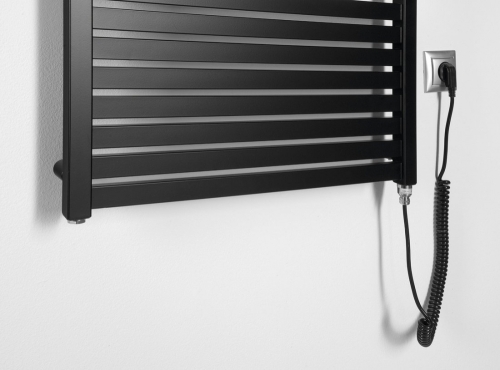Sapho AQUALINE TONDI-E 600x970mm elektromos fürdőszobai radiátor, matt fekete DE466T