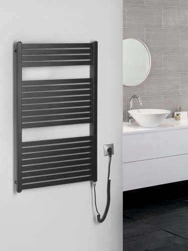 Sapho AQUALINE TONDI-E 600x970mm elektromos fürdőszobai radiátor, matt fekete DE466T