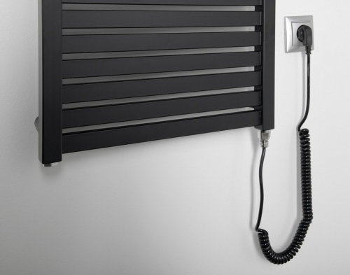 Sapho AQUALINE TONDI-E 450x1330mm elektromos fürdőszobai radiátor, matt fekete DE476T