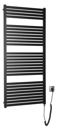 Sapho AQUALINE TONDI-E 600x1330mm elektromos fürdőszobai radiátor, matt fekete DE486T