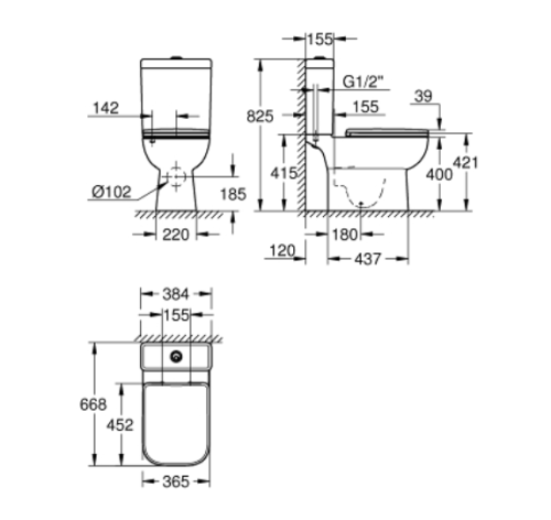 Grohe Start Edge Ceramic perem nélküli monoblokkos wc szett 39951000