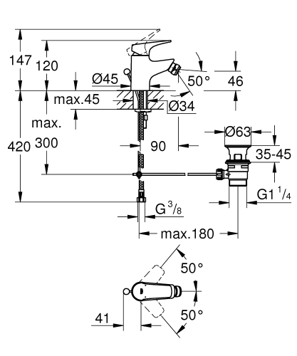 Grohe Start Flow egykaros bidécsaptelep 23770000