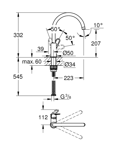 Grohe Start Flow egykaros mosogatócsap 1/2″ 31555001