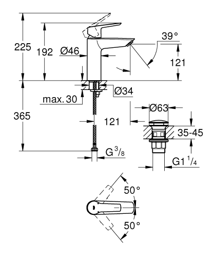 Grohe Start egykaros mosdócsaptelep M-es méret 24204002