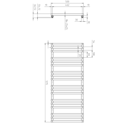 Sapho FANTINA 500x1215mm fürdőszobai radiátor, matt fekete IR511