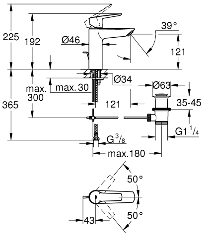 Grohe Start egykaros mosdócsaptelep M-es méret 23455002