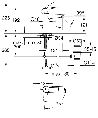 Grohe Start egykaros mosdócsaptelep M-es méret Cold Start 23552002