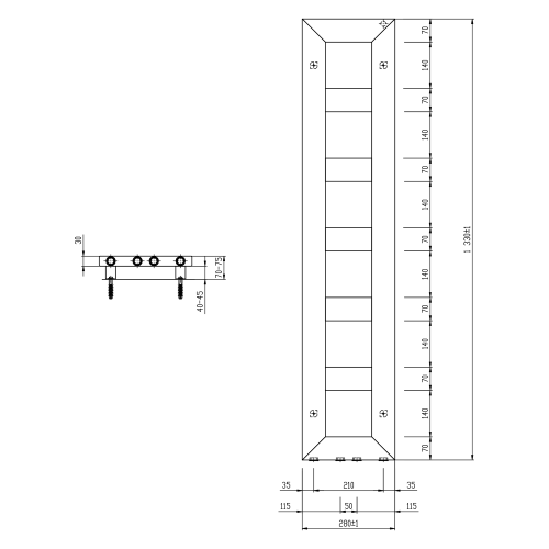 Sapho BLOCK 280x1330mm fürdőszobai radiátor, matt fekete IR181