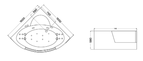 Wellis Tivoli E-Drive™ 150x150 cm-es hidromasszázs sarokkád WK00141