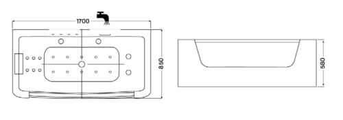 Wellis Rhone E-Drive™ TOUCH 170x85 cm-es hidromasszázs kád, csaptelep nélkül WK00139