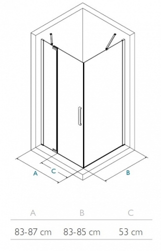 Wasserburg AURORA 90x90 szögletes zuhanykabin, króm 25322-90