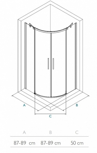 Wasserburg TITAN 90x90 negyedköríves zuhanykabin, króm 2522-90