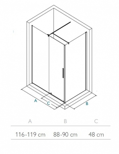 Wasserburg TWIN 90x120 zuhanykabin, króm 2552-90