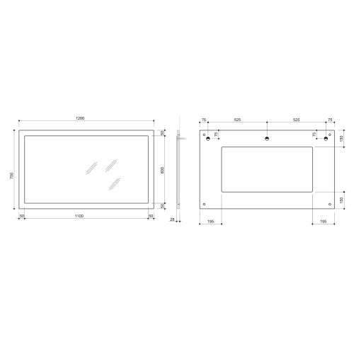 Sapho NIROX 120x70cm keretes tükör, fényes fehér NX127-3030