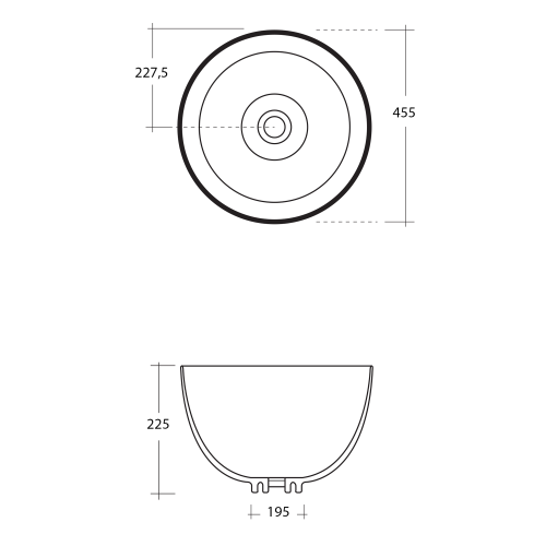 Sapho DOME 455 pultra szerelhető kerámiamosdó, fehér WH030