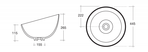 Sapho DOME OBLIQUO 445 pultra szerelhető kerámiamosdó, fehér WH031