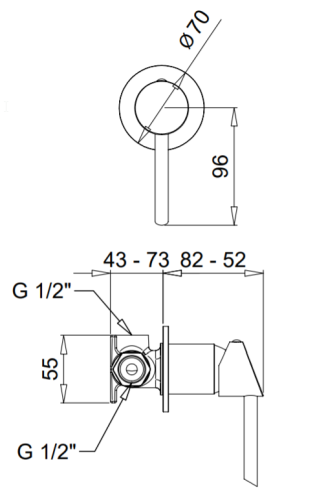 Bugnatese SMART fal alatti zuhanycsaptelep komplett matt fehér 2130OP