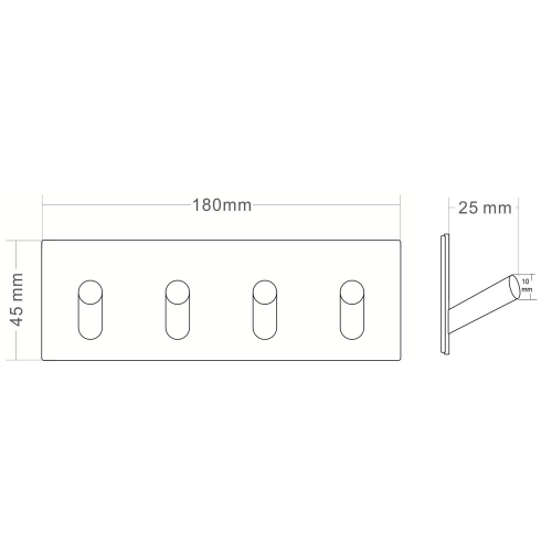 Sapho 180 szögletes öntapadós fogas, inox 31204