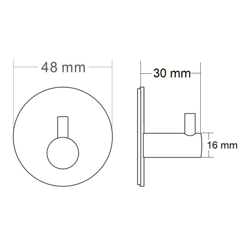 Sapho 48 kerek öntapadós fogas, inox 32201