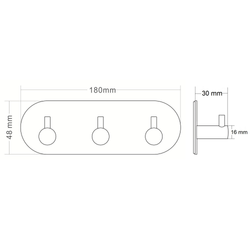 Sapho 180 öntapadós tripla fogas, inox 32203