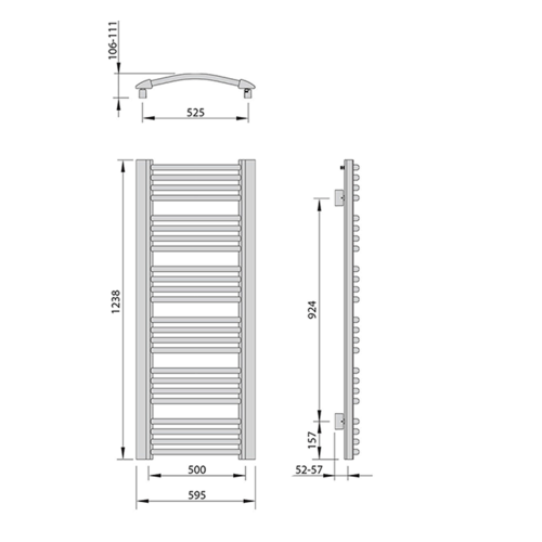 Sapho EGEON 595x1238mm fürdőszobai radiátor, fehér EG612