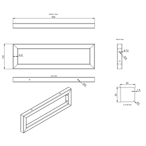 Sapho tartókonzol, inox 30384