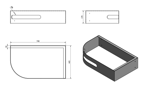 Sapho PULSE 75x45cm jobbos mosdótartó konzol törölközőtartóval, matt fekete BM658-CP